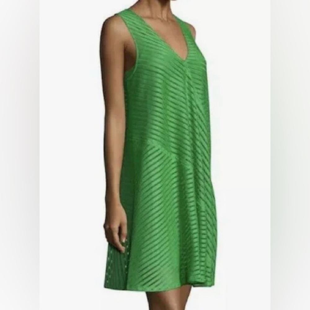Anthropologie Tracy Reese Small Green A-Line Sleeveless Striped Mesh Dress Cute